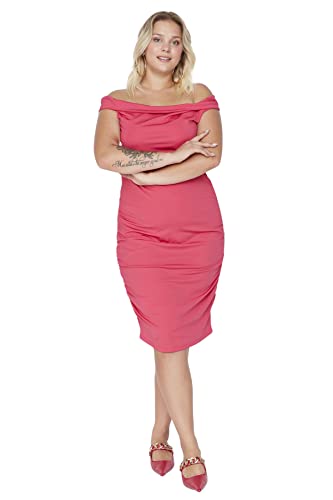 Robe mi-longue ajustée col bardot Trendyol en maille stretch