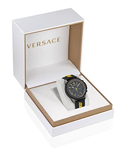Versace Greca Action Chrono Collection Luxury Mens Watch Timepieces with a Black Strap and Dial Featuring a IP Gunmetal Case4