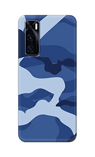 Image of Printed Hard Back Cover Case for Vivo V20 SE Back Cover (Army Blue Pattern) -1302