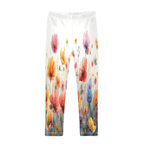 Bolaz Toddler Girls Leggings Printed Yoga Pants Leggings Watercolor Spring Flower for Kids