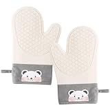 DONFAMDS Ofenhandschuhe aus Silikon Hitzebeständig und Waschbar rutschfeste Backhandschuhe für Küche und Mikrowelle mit Umhängeband Hitzeschützende Ofenhandschuhe