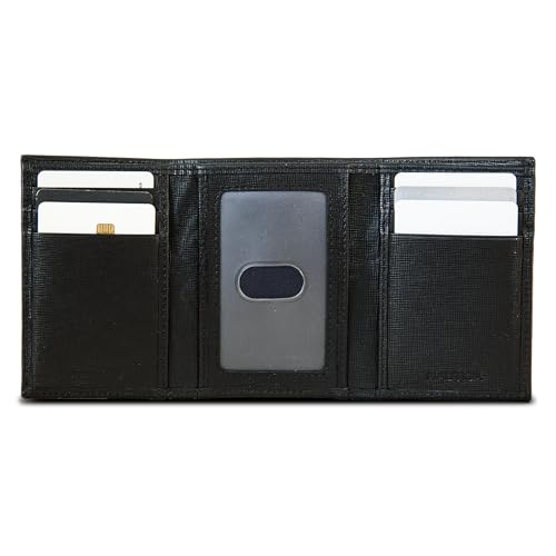 Image of Nautica Men's Trifold Wallet | RFID Blocking Protection | ID Window | Card Slots | Genuine Leather | Durable