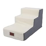 Hundetreppe für kleine Hunde und Katzen, Haustiertreppe für Welpen, erhöhter Komfort mit weicher Schaumstoffeinlage und Stabiler Struktur, 3 Stufen, Hundetreppe für Hochbett, (Grau (Cover und Liner))