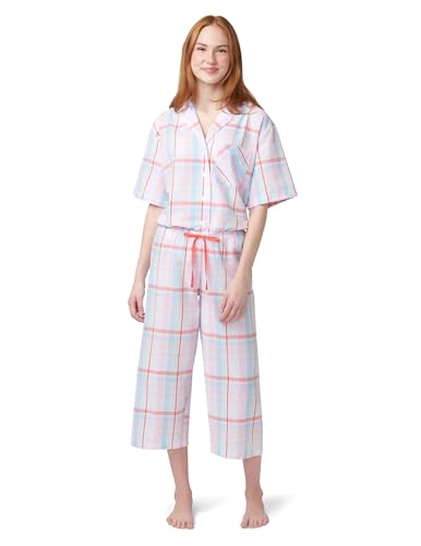 Image of HUE Women's Summer Vacation Pajama Separates, Soft, Whimsical Print Pjs with Tropical Beach Themes, Flip Flops, Cocktails
