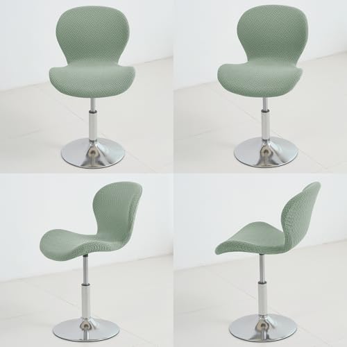 Image of Gollense Bar Stool Covers with Backs, Set of 4 Stretch Jacquard Barstool Seat Covers, Washable Swivel Pub Counter Height Chair Slipcover Protector for Home Kitchen Cafe (T-Shaped Jacquard-Green)