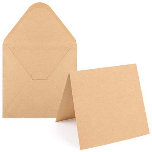 Tarjetas y sobres en blanco de papel kraft pesado de 100 libras para felicitaciones de calidad