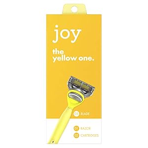 Image of joy razor, handle + 2 razor blade refills (Yellow)