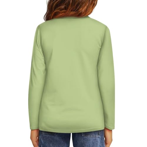 Image of Girls Long Sleeve Shirts Casual Crewneck Soft T-shirts for Girls 3-16 Years Old