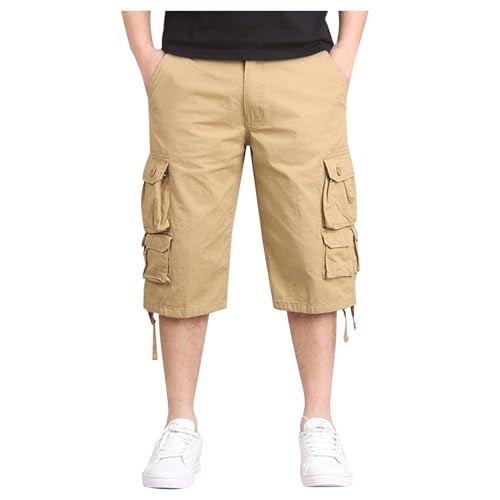 Pantalones cortos cargo de algodón 3/4 para hombre de verano