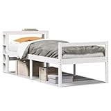 HFXHIJXQ Seniorenbett mit Kopfteil aus Massivholz Weiß 75x190 cm 44 cm Einstiegshöhe Einzelbett mit Stauraum für Schlaf und Ruhe geeignet für Schlafzimmer Altenwohnung Reha