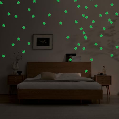 100 piezas stickers 3D estrellas que brillan en oscuridad miniatura 3