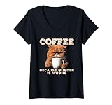 Photo Gallery funny cat coffee kitty bere caffè maglietta con collo a v Photo Gallery funny cat coffee kitty bere caffè maglietta con collo a v