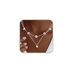 Silver-Layered Daisy Pearl Necklace