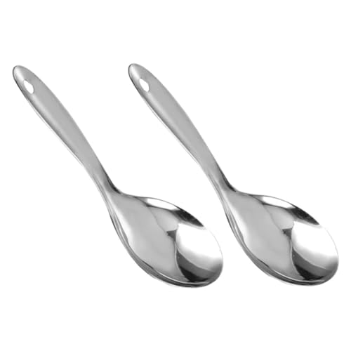 Garneck 2pcs Rice Spoon Spoons Rice Paddle Compact Rice Scooper Rice Spatula Rice Accessory Non-stick Spoon Safe Rice Scooper Kitchen Rice Scooper Kitchen Supplies Stainless Steel Silver