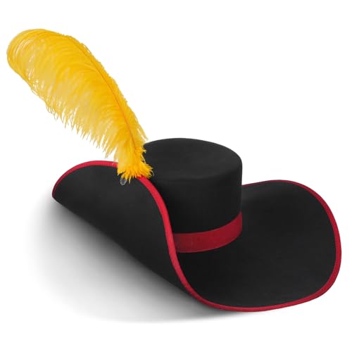 Cavalier Hat Puss Cosplay Cat Boots Costume Hat for Adult, Halloween Hats with Feather for Men/Women