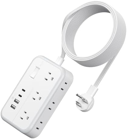 Extension Cord 15 ft, Power Strip with 6 Outlets 4 USB Charger(2 ...