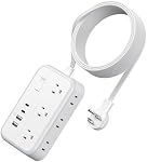 Extension Cord 15 ft, NTONPOWER Flat Plug Power Bar with 6 Outlets 4 USB Ports, 2-Side Outlet Extender Power Strip, Extension Cord Indoor, Mount, Compact for Home, Office, Dorm Room Essentials, White