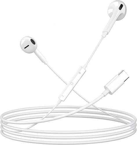 Image of 5 Pack USB C Headphones for iPhone 17 /16 /15 Pro Max iPad Plus TypeC Earphones with Microphone Volume Control USBC Wired Earbuds USB Type C Earphone for Samsung S25 Ultra S24 S23 S22 （1.2M /4Ft）