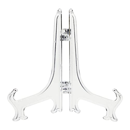 24 Pack Small Easel Stand For Mini Decorative Plates, Clear Display Holders For Signs, Greeting Cards, Place Cards, Photos (5.3 In) #TOP5