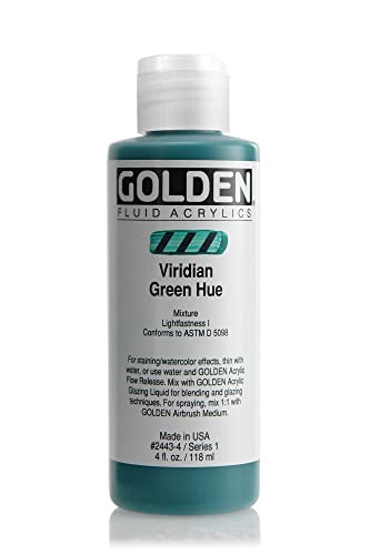 Golden Historical Fluid Acrylic Colors Viridian Green Hue 4 oz