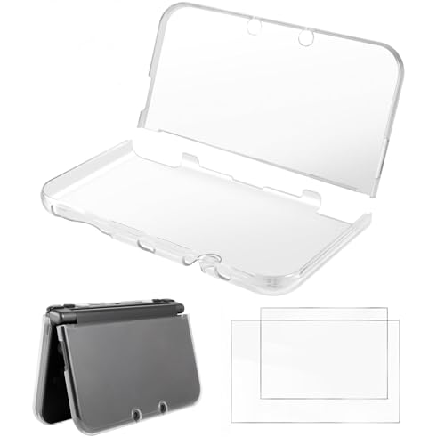 Image of Hzxkqmil Transparent Protective Case for Nintendo New 3DS XL /LL Console | Clear Crystal Hard Case Protective Cover + 1 Set Screen Protectors Film Accessories for New 3DSXL LL