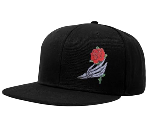 Image of Tai & Zai Black Snapback Hat with Printed, Adjustable Flat Brim Cap, Six Hole Breathable Design