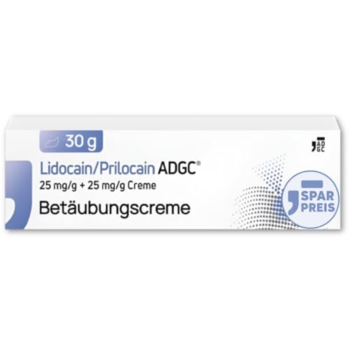 Lidocain/Prilocain ADGC Creme 30g - Betäubungscreme für Tattoos Microneedling Dermaroller & Laser Behandlung u. Impfungen - mit Lidocain & Prilocain zur lokalen Betäubung der Haut - gut verträglich