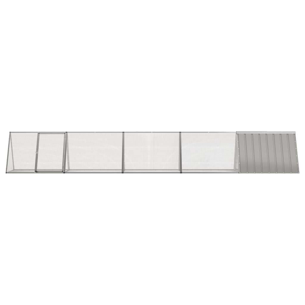 Jaula para conejos, gris, 504,5 x 80,5 x 71 cm, acero galvanizado, con ampliación, todo en uno para conejos, conejos, cobayas, uso en interiores y exteriores