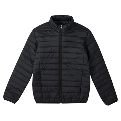 MADHERO Mens Puffer Jacket Packable Lightweight Water-Resistant Stand Collar Down Alternative Puffy Outerwear Coat Black Size 2XL Cover