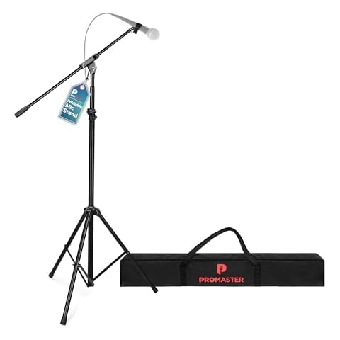 ThePromaster Adjustable Tripod Microphone Stand with Gooseneck Boom Arm and Universal ⅝” Adapter - Professional Audio Gear - Black Cover