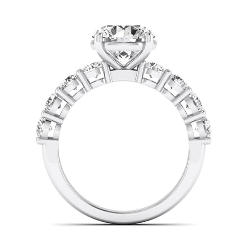 IGI Certified 4.25 Carat (CTTW) Round Lab Grown Diamond (3 Ct, F, VVS2) 14K Gold Engagement Wedding Anniversary Promise Ring for Womens4