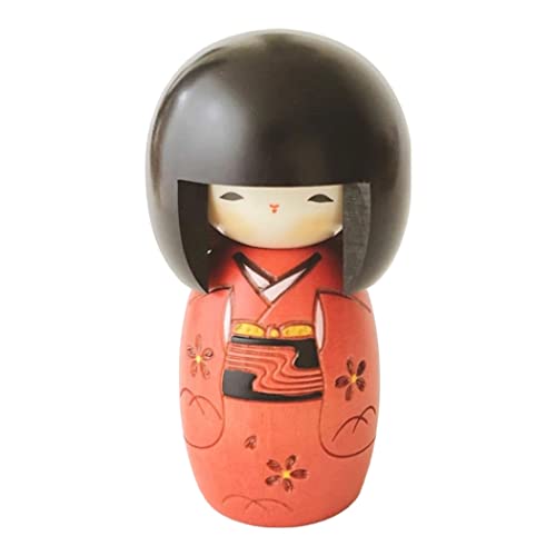 Muñeca Kokeshi Sosaku Usaburo Roja 13 cm de Japón miniatura 1