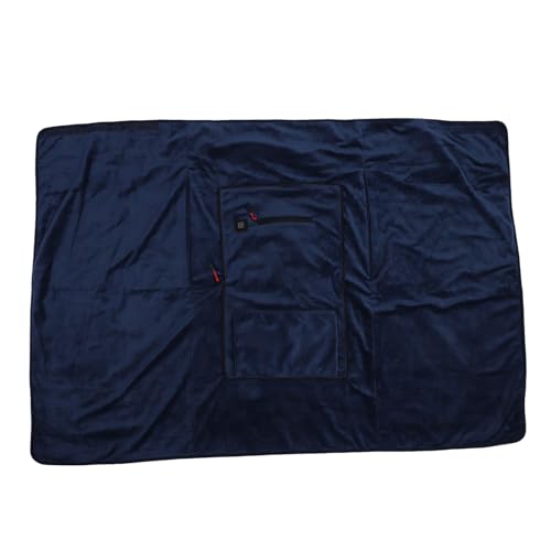 UPHIGHER Manta térmica USB, almohadilla de calefacción caliente, temperatura ajustable, calentamiento rápido, manta eléctrica de poliéster para invierno al aire libre camping (azul marino)