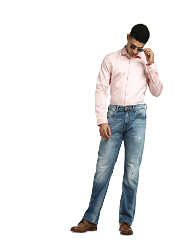 Image of Jack & Jones Men's Cotton Slim Fit Solid Opaque Checked Spread-Collar Casual Shirt