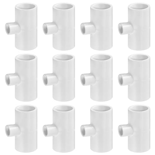 12 Pack Chicken Waterer PVC Tee Fittings - Fully Automatic for Threaded Chicken Waterer Nipples/Cups/Feeders/Poultry Water Drinker, White