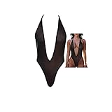 Dasongff Transparenter Body für Damen, sexy, schick, String – transparente Babydoll, Overall, ohne Ärmel, tiefer V-Ausschnitt, Dessous aus Netzstoff, Einteiler, BH, Babydoll, Tüll, Schwarz-B., Small