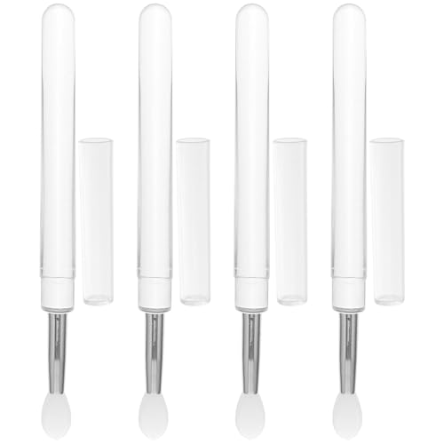 Cabilock 4 piezas Aplicador de Silicona para Labios con Tapa Cepillos Suaves para Bálsamo y Labial Transparente para Maquillaje de Ojos y Labios Fácil Limpieza y Transporte
