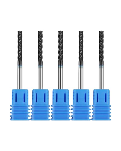 Image of 5pcs 1 /8in Solid Carbide Long End Mills,4 Flute, 30 Degree Helix Bits Tool for Medium Hardness Steel, Brass, Iron