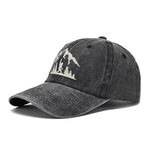 Bigfoot Mountain Forest Embroidered Washed hat Vintage Cotton Baseball Cap Men and Women Grandpa dad Gift