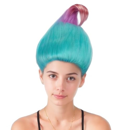 JoneTing Tri-Color Fairy Spiky Wig Blue Purple Pink Blend Wigs for Anime