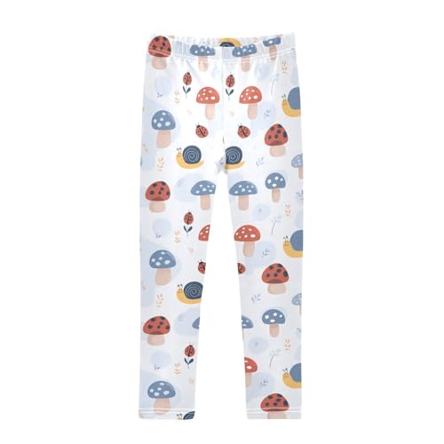 Girls' Athletic Leggings Ankle Length Yoga Dance Pants Kids Teen 4T Mushroom Snail Ladybug