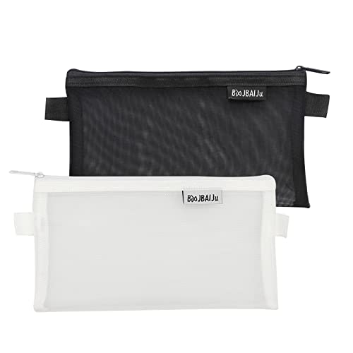 Trousse Scolaire Transparente, Trousse Transparente Scolaire Nylon éTui à Crayons Transparent Trousse à Crayons Transparente Large Pencil Case pour éTudiants Adultes (2 PièCes) Cover