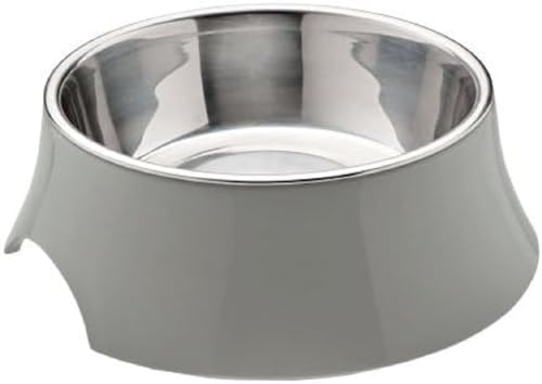 HUNTER ATLANTA Melamin-Napf, Futternapf, Trinknapf, für Hunde und Katzen, herausnehmbarer Edelstahlnapf, 700 ml, grau