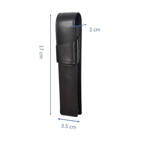 Image of Sassora Premium Genuine Leather Pen Holder Case | Elegant Black Pen Organizer for Professionals | Slim Travel-Friendly Design | Unisex Gift Box Included