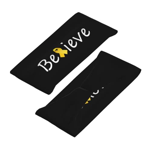 Cancer Believe Childhood Cancer Adjustable Sports Headband Moisture Wicking Sweatband for Running Workout4