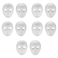 Ieron 10 Stück DIY-Masken aus weißem Papier, Maskenballmasken, Blankomasken aus Zellstoff zum Bemalen, bemalbare Papiermasken für Karneval/Cosplay/Halloween-Party, Masken für Frauen und Männer