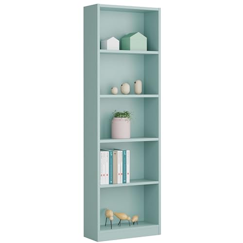 Habitdesign 005422J Estantería Juvenil 6 baldas, Librería Vertical, Modelo I-Joy, Acabado en Color Verde Acqua, Medidas: 180 cm (Alto) x 52 cm (Ancho) x 25 cm (Fondo), Verde Aqua