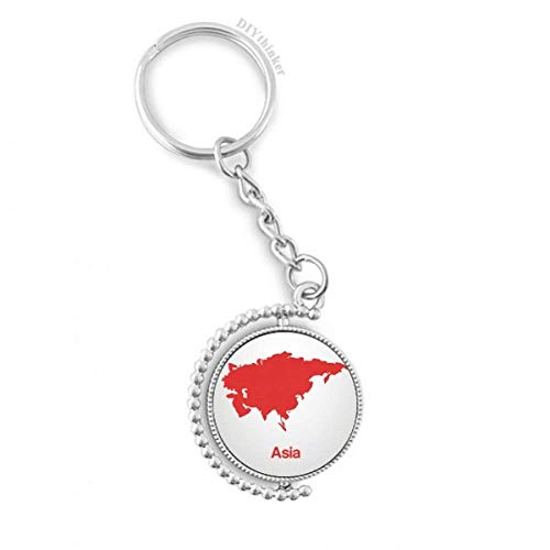 Llavero giratorio de Asia con ilustración roja para viajeros y mochilas