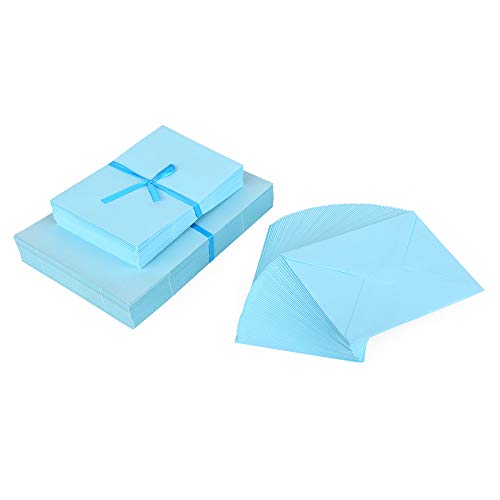 ewtshop® - Juego de 100 tarjetas plegables (tamaño DIN A6, 105 x 148 mm, con 100 sobres), color azul claro
