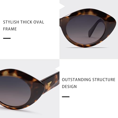 Image of VANLINKER Polarized Trendy Thick Oval Round Sunglasses for Women Retro Shades VL9825